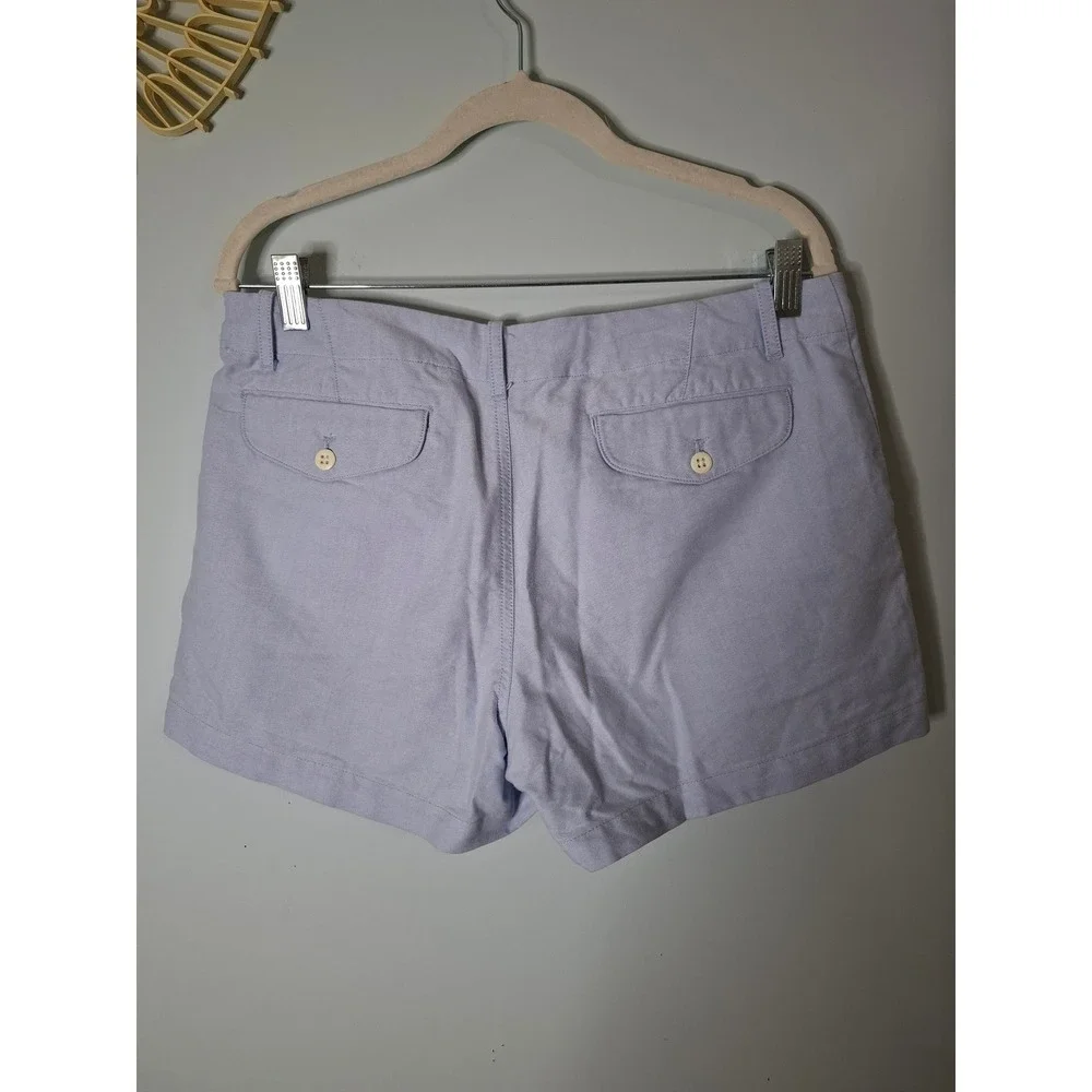 Ralph Lauren Womens Light Blue Oxford Cotton Pony Logo Shorts Size 6